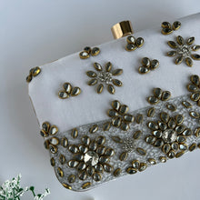 Load image into Gallery viewer, White Kundan Clutch
