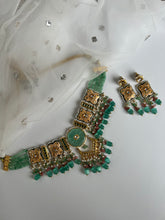 Load image into Gallery viewer, Teal Rajasthani Kundan Set
