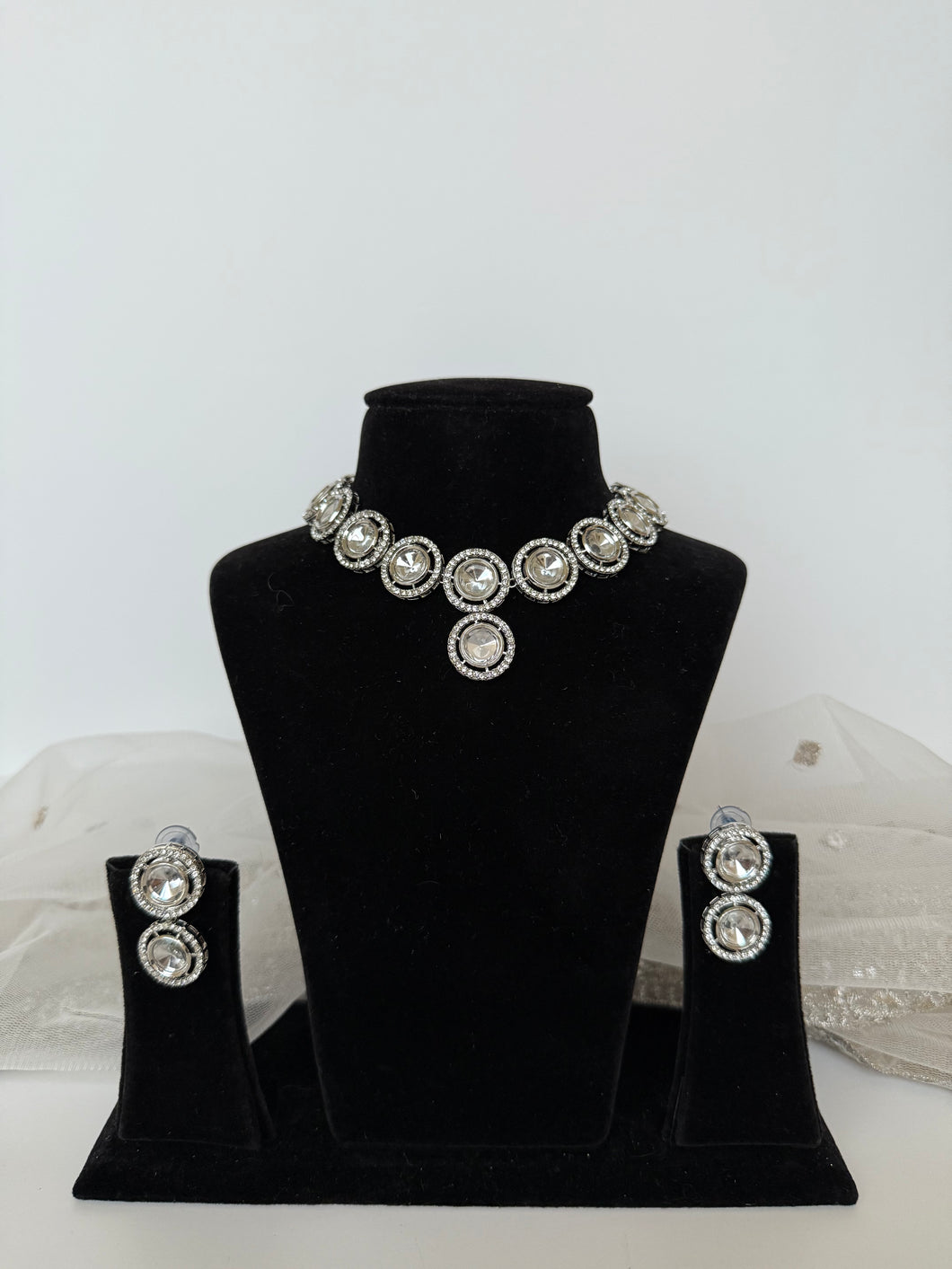 Uncut Kundan Silver Set