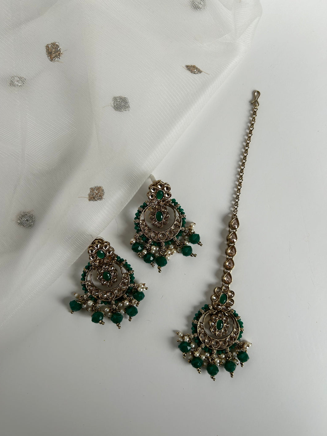 Mini Green Earrings Tikka