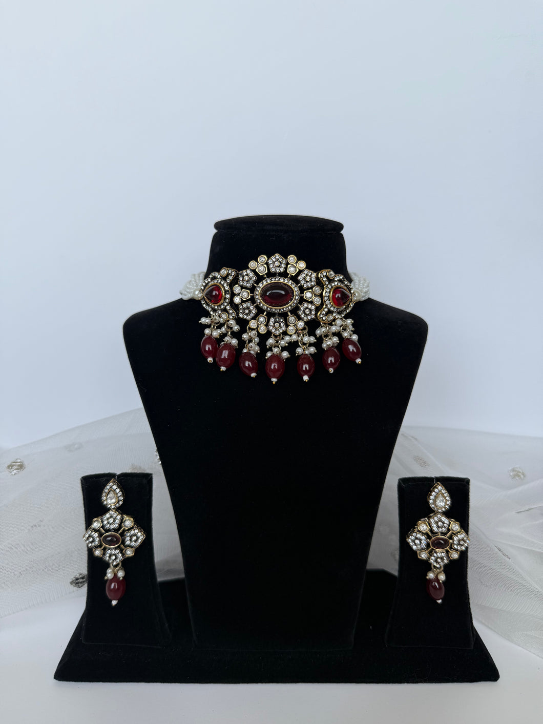 Maroon Choker Set