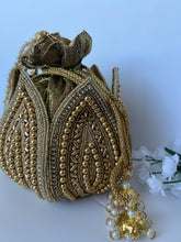 Load image into Gallery viewer, Golden Pearls Potli
