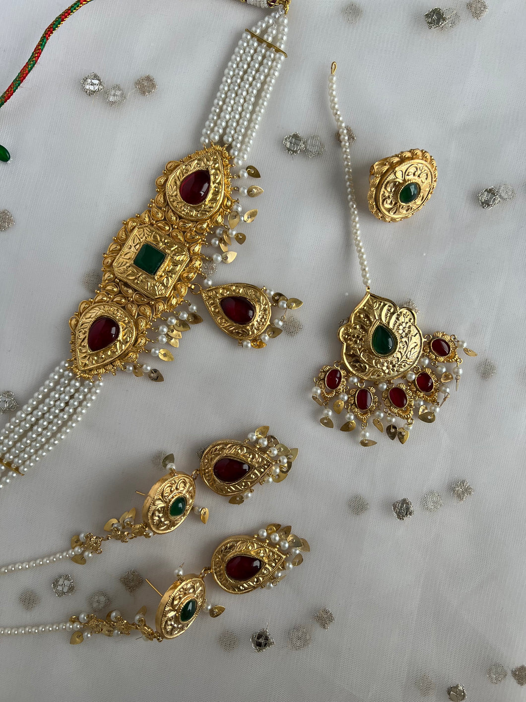 Pandora Kundan Set Green & Ruby