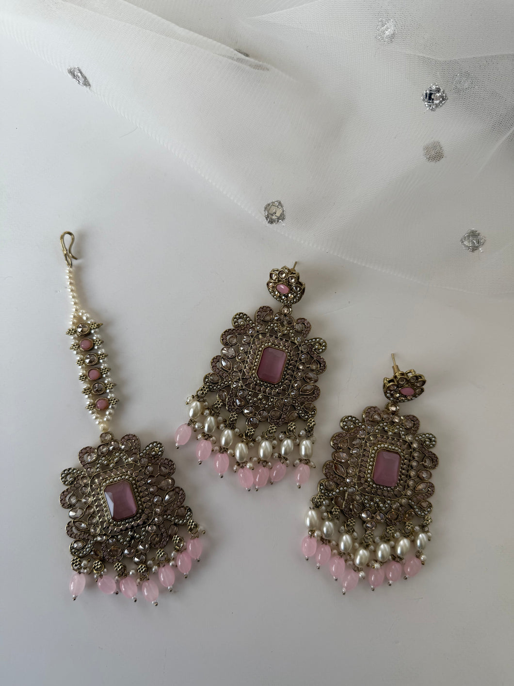 Lotus Earring Tikka Set (4 Colours)