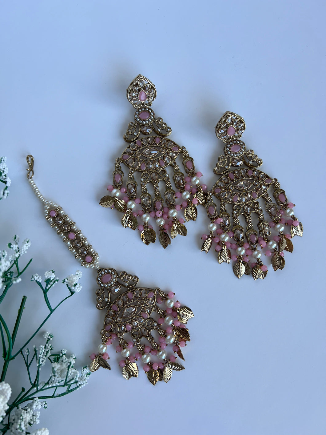 Tina Pink Earring Tikka Set
