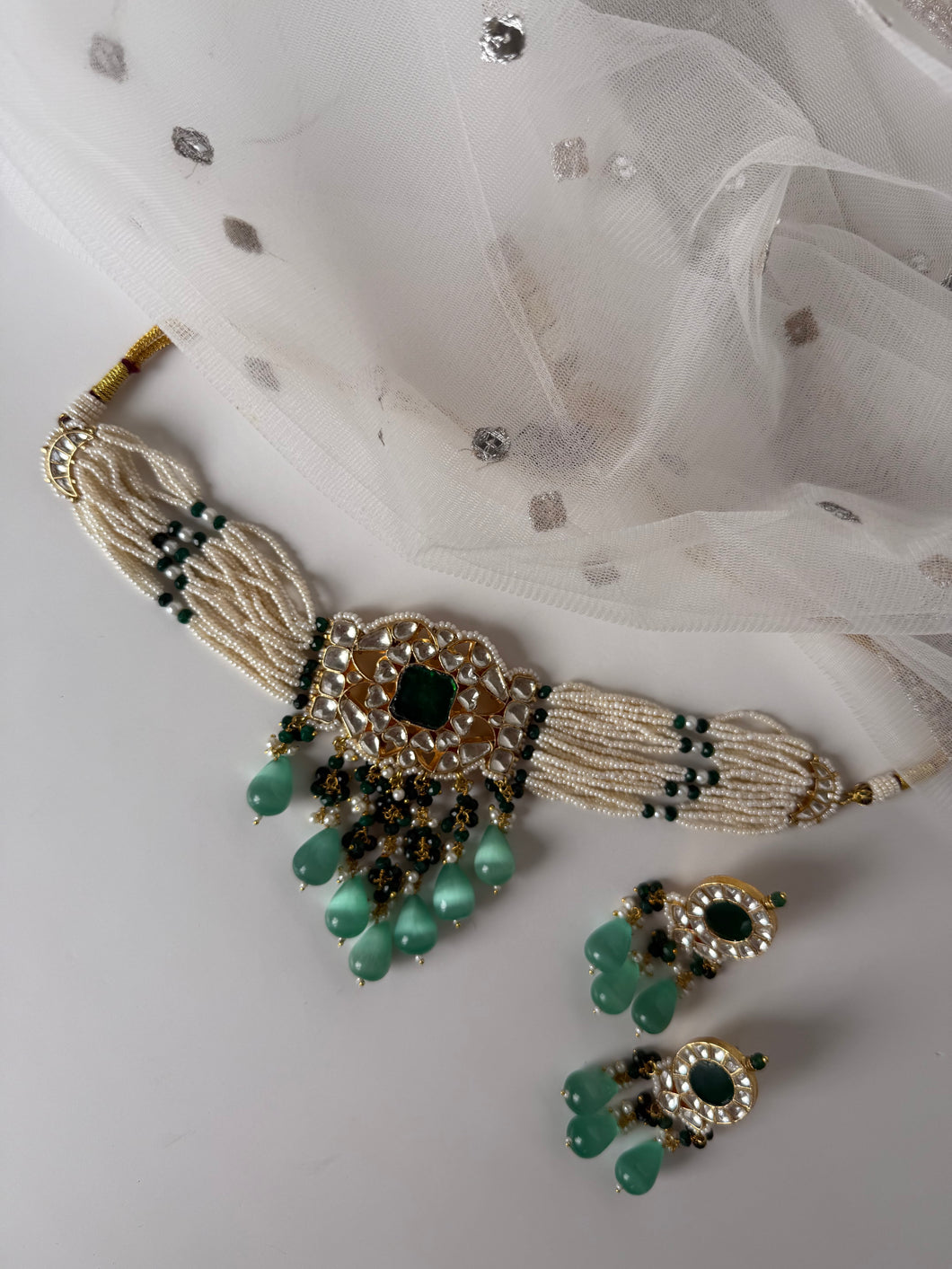 Sage and Green Kundan Set