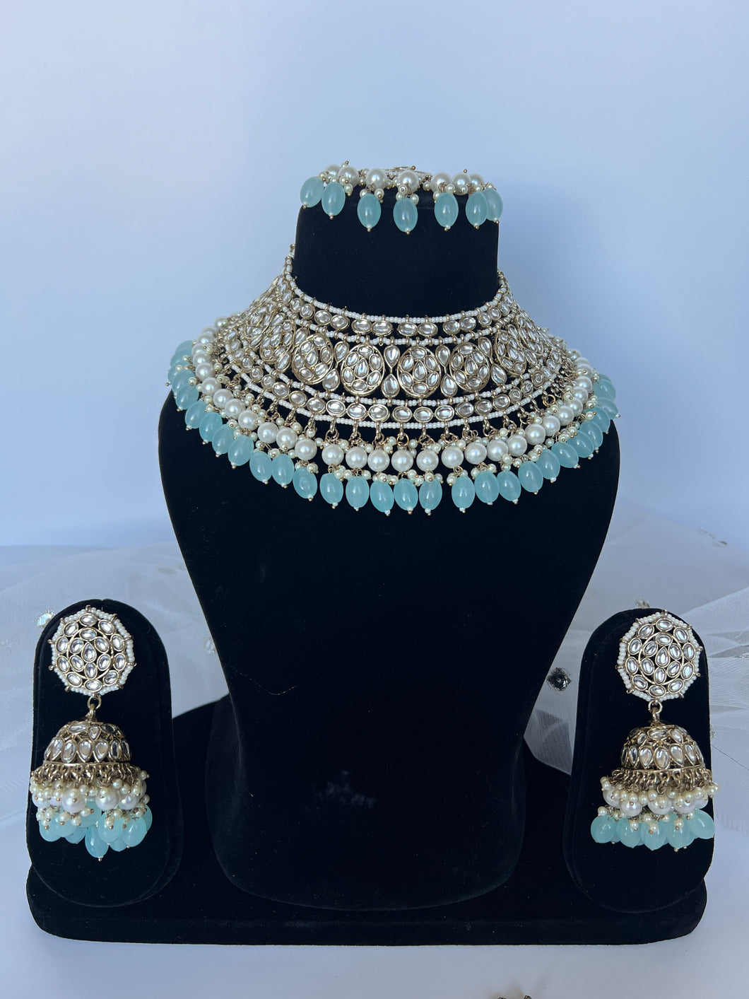 Finest Kundan Set (blue)