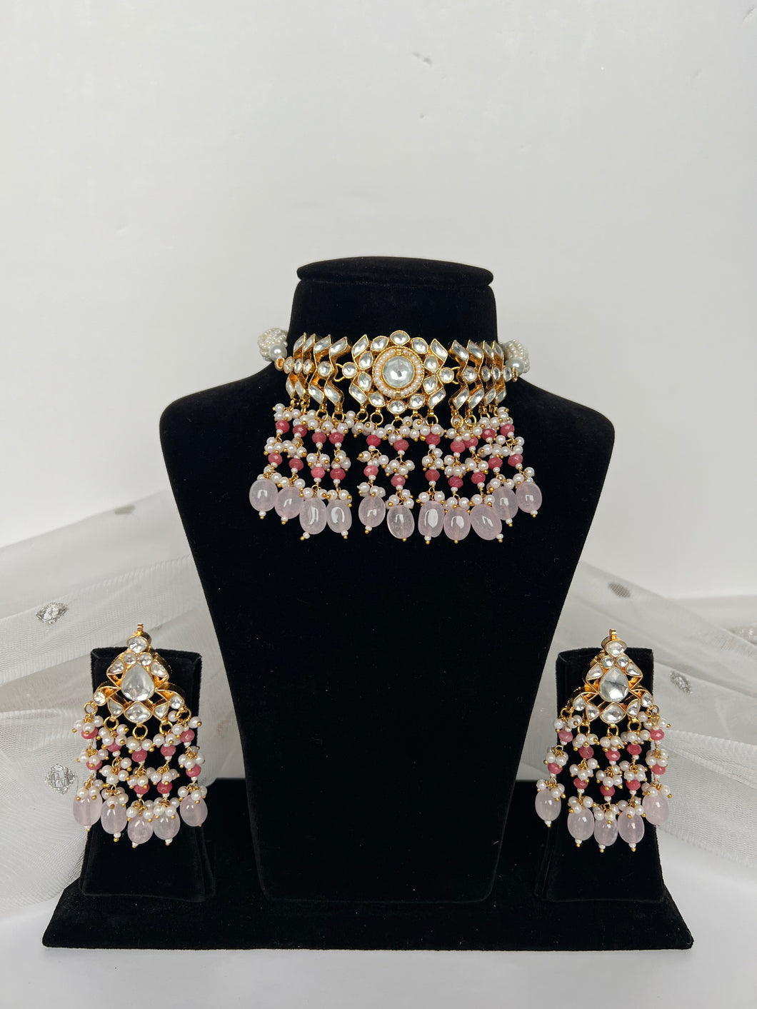 Emily Pink Kundan Set