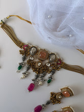 Load image into Gallery viewer, Maryam Kashmiri Choker Set (Peach)
