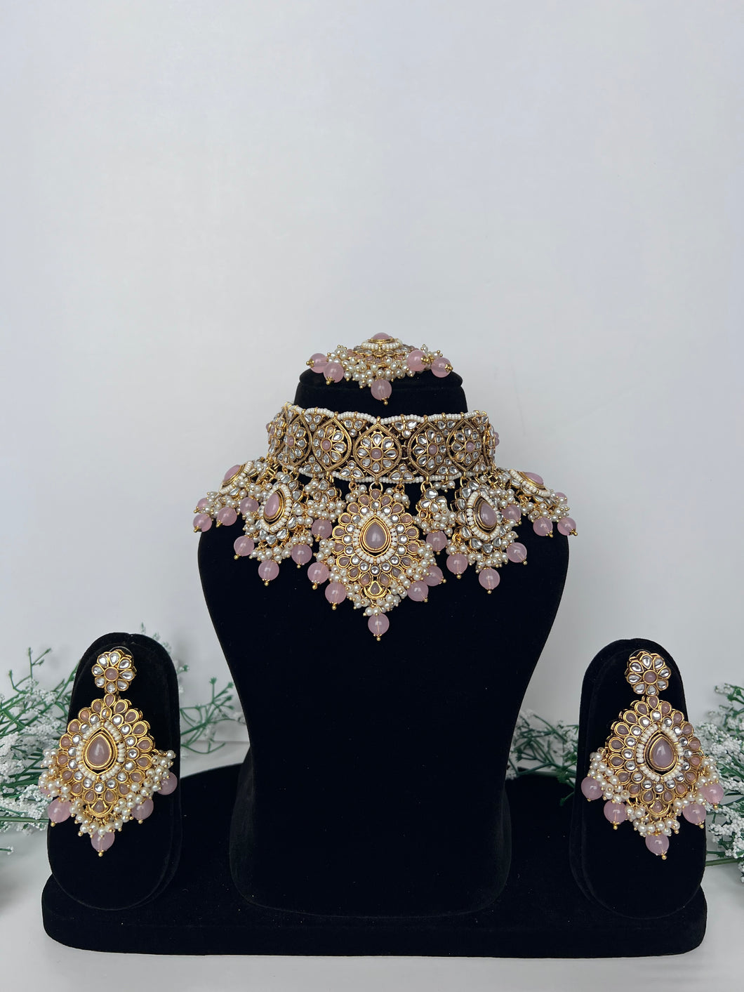 Rashi Kundan Set (baby pink)