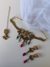 Load image into Gallery viewer, Maryam Kashmiri Choker Set (Peach)

