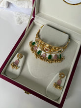 Load image into Gallery viewer, Pink &amp; Green Kashmiri Choker Set

