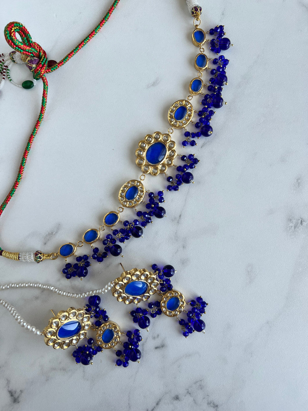 Irheem Kundan Set Blue