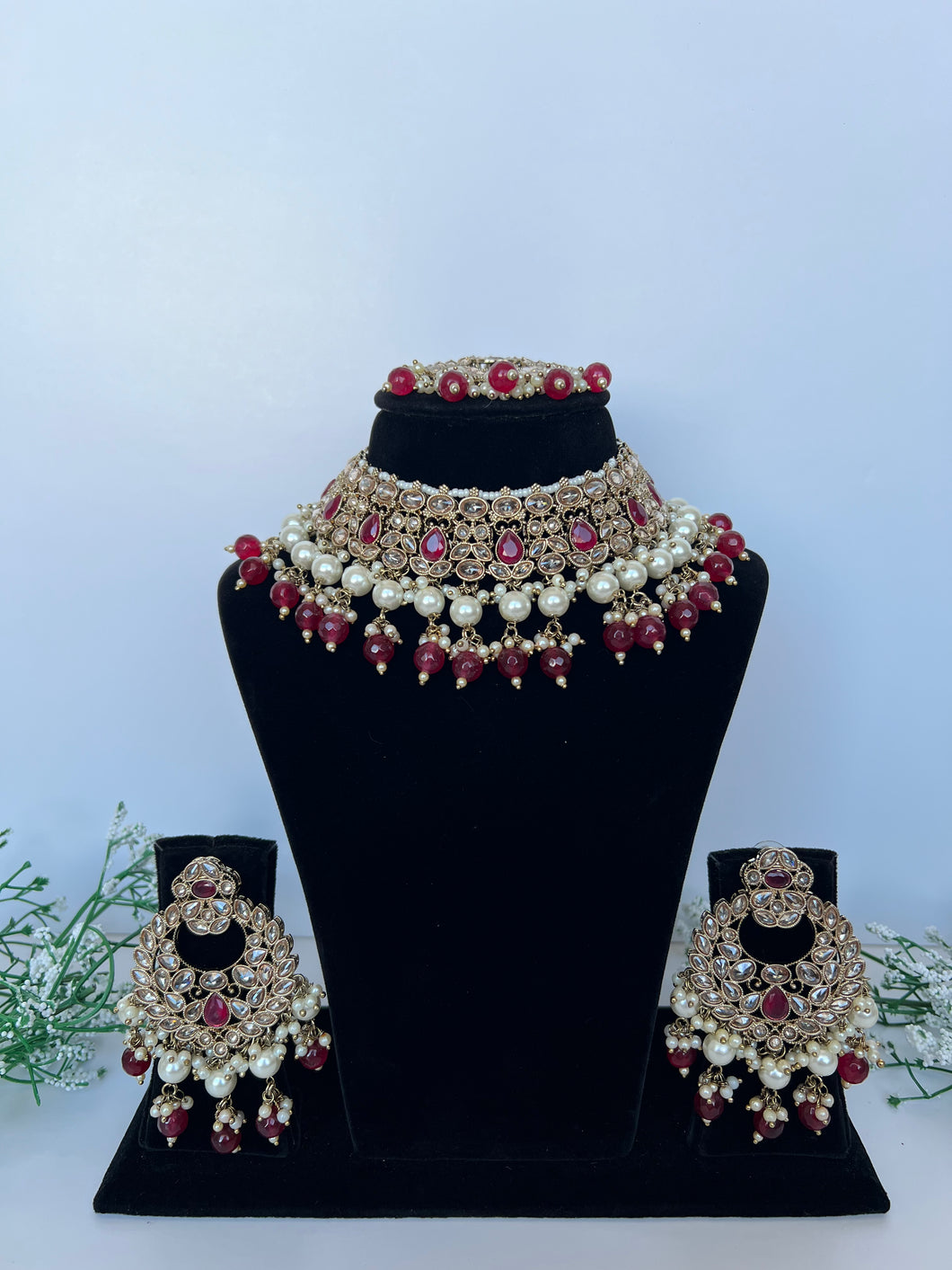 Maroon Necklace Set