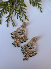 Load image into Gallery viewer, Raina Kundan Earrings (Green and Maroon)
