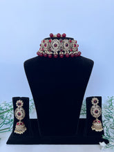 Load image into Gallery viewer, Maroon choker set
