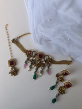 Load image into Gallery viewer, Maryum Kashmiri Choker Set (Ruby)

