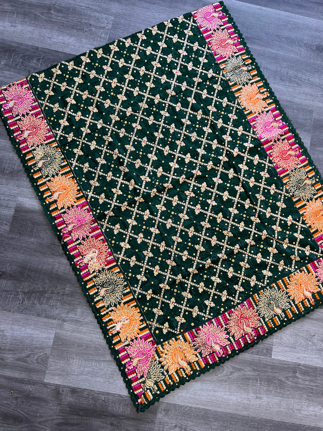 Peacock Phulkari Green