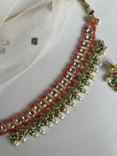 Load image into Gallery viewer, Pink and Sage Kundan Set
