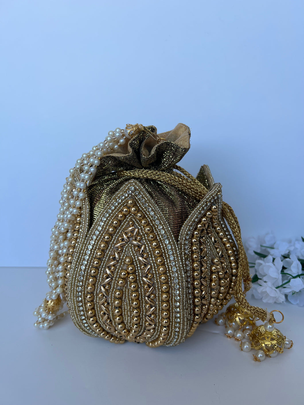 Golden Pearls Potli
