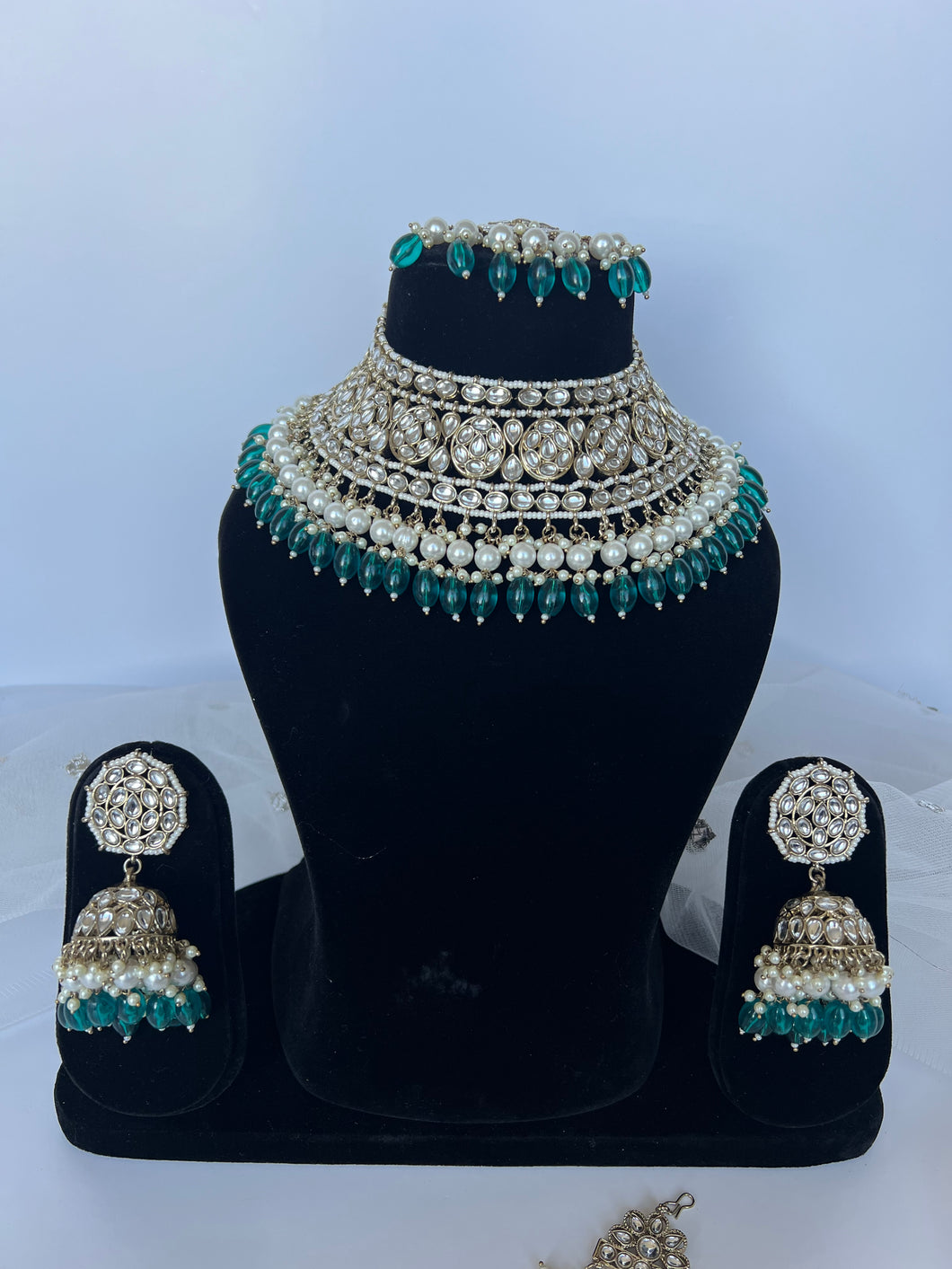 Finest Kundan Set (teal)