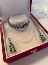 Load image into Gallery viewer, Emerald Silver Diamond Set
