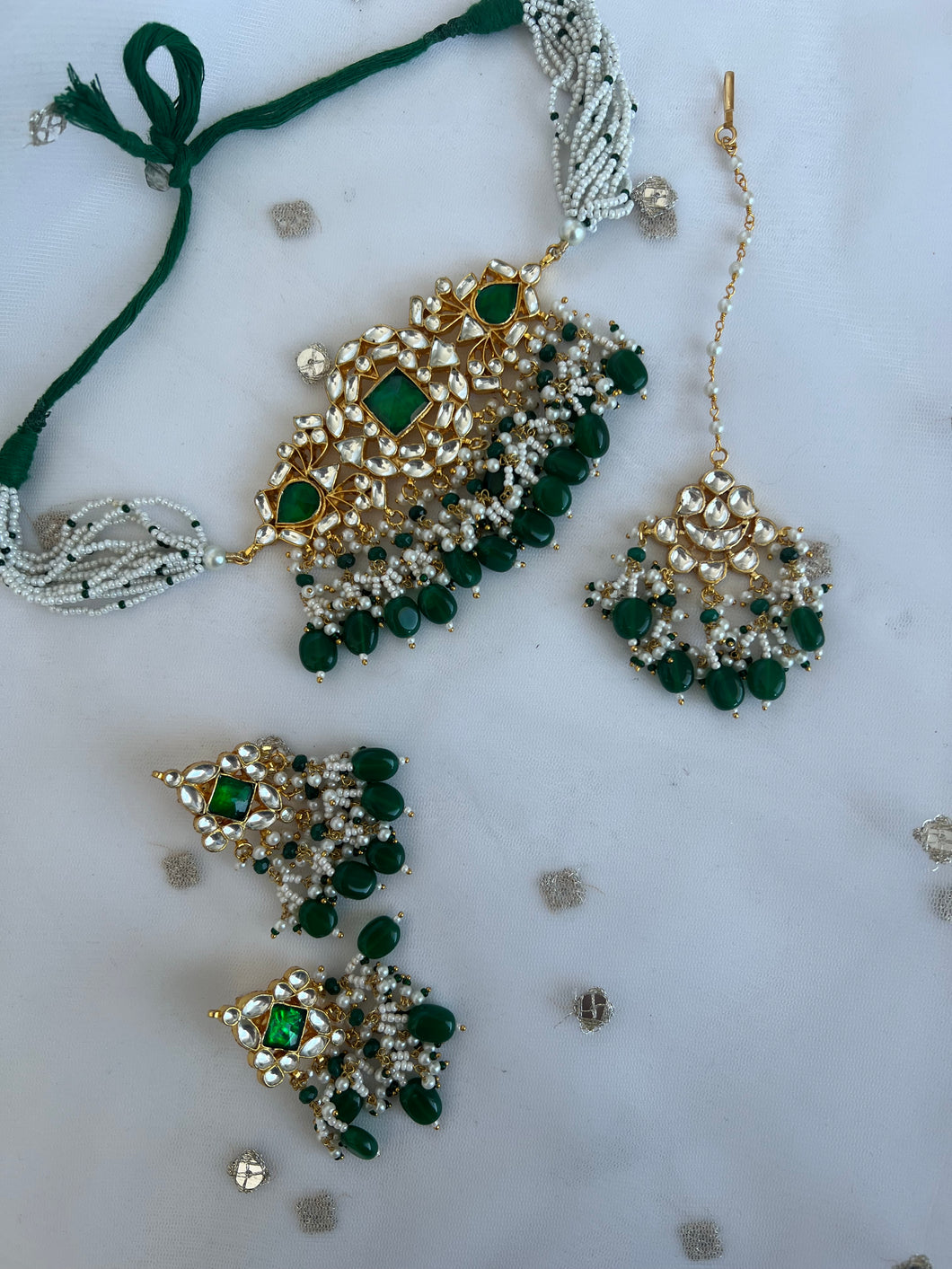 Jaan Pachi Kundan Set (green)