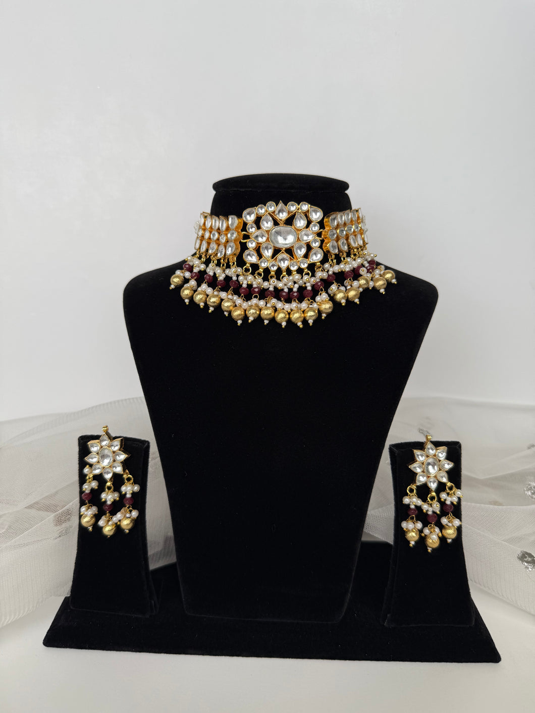 Leen Kundan Set (maroon)