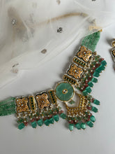 Load image into Gallery viewer, Teal Rajasthani Kundan Set
