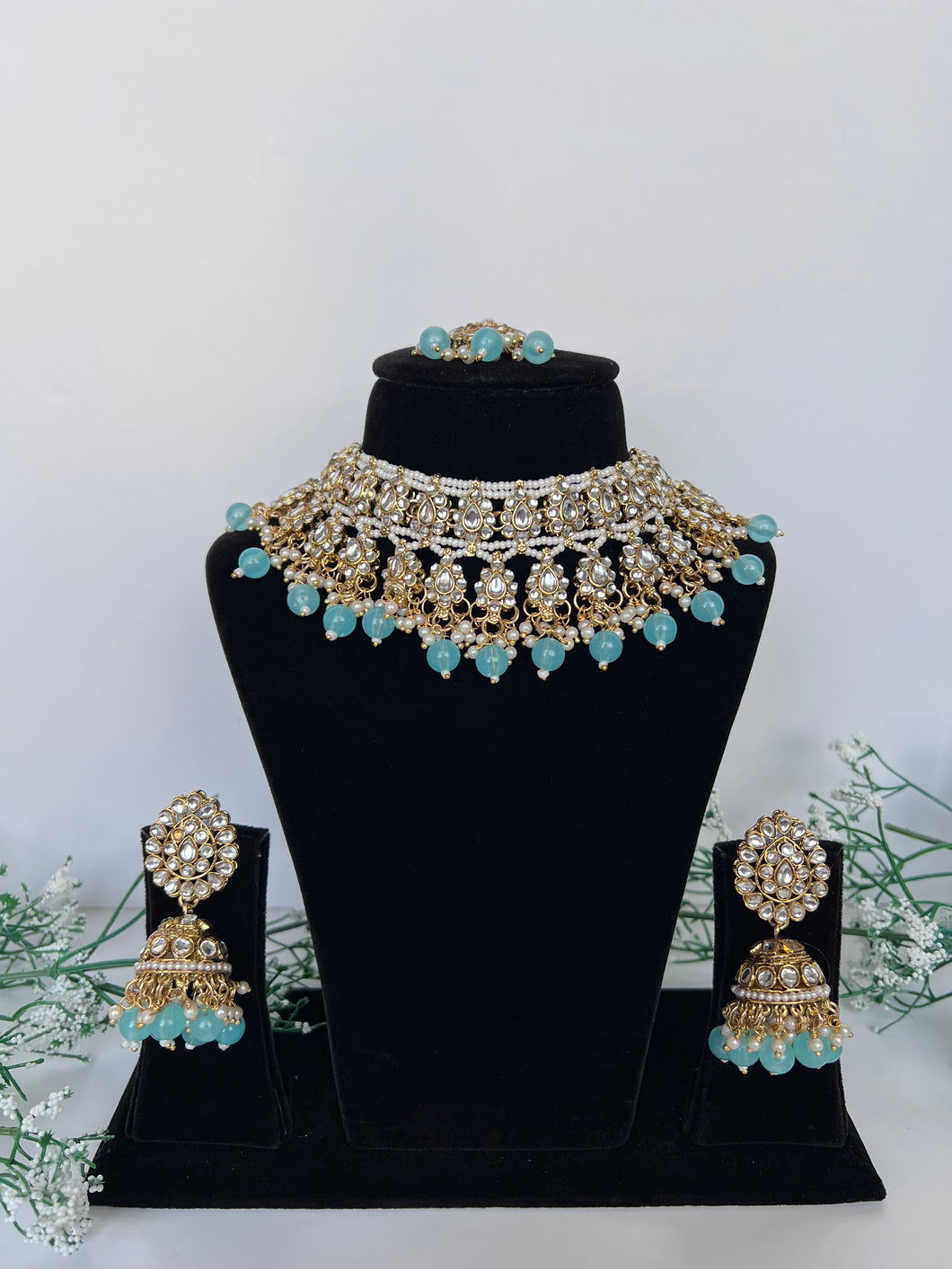 Baby Blue Kundan Set
