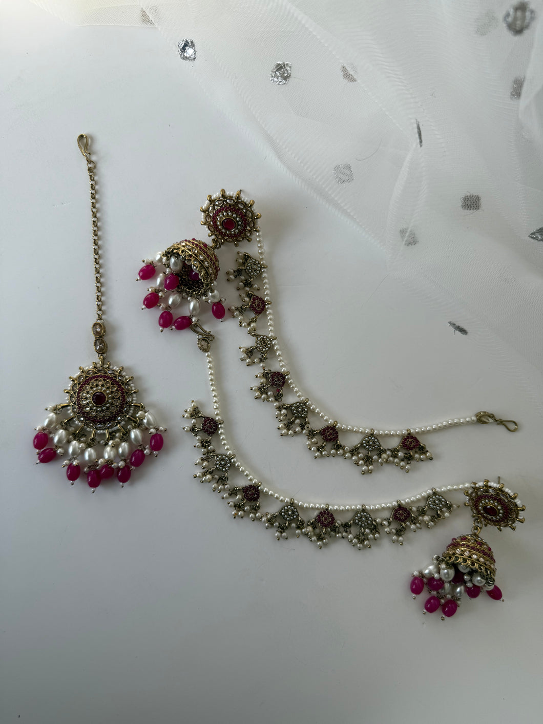 Hot Pink Bahubali Jhumke