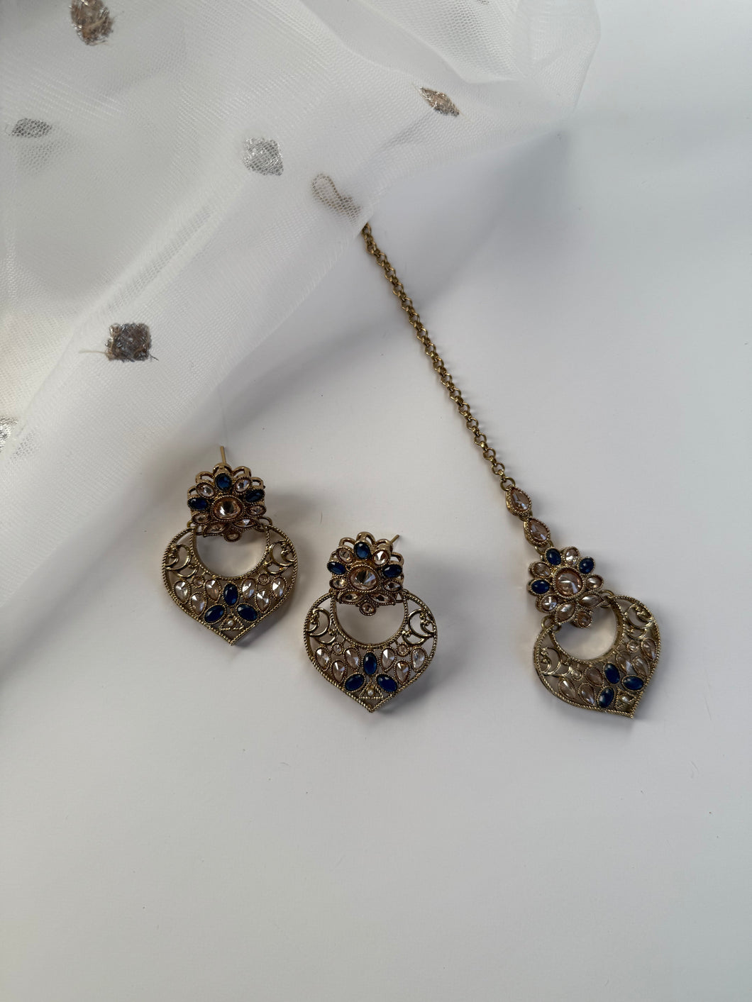 Navy Blue Earrings Tikka