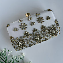 Load image into Gallery viewer, White Kundan Clutch
