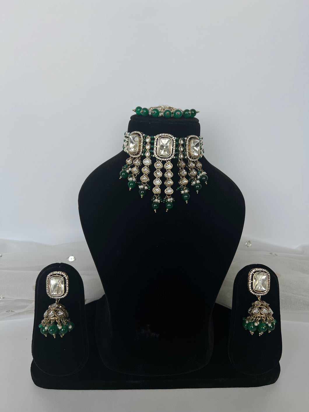 Tanvi Green Waterfall Set