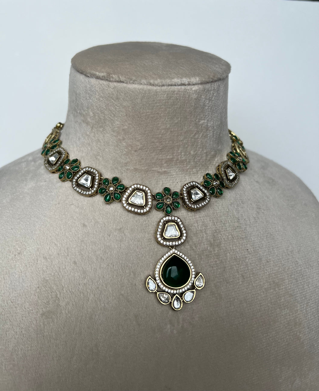 Payal Kundan Set (green)