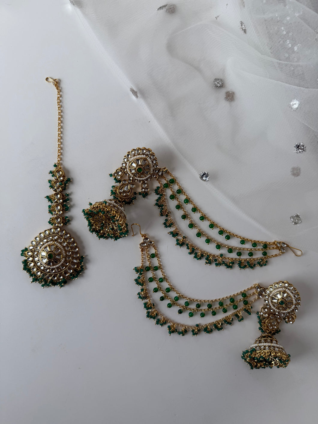 Emerald Green Bahubali Earrings