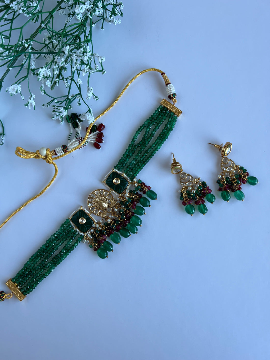 Morni Tiyani Kundan Set (green)