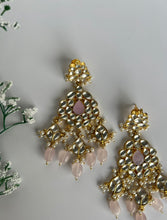 Load image into Gallery viewer, Pink Pachi Kundan Earrings
