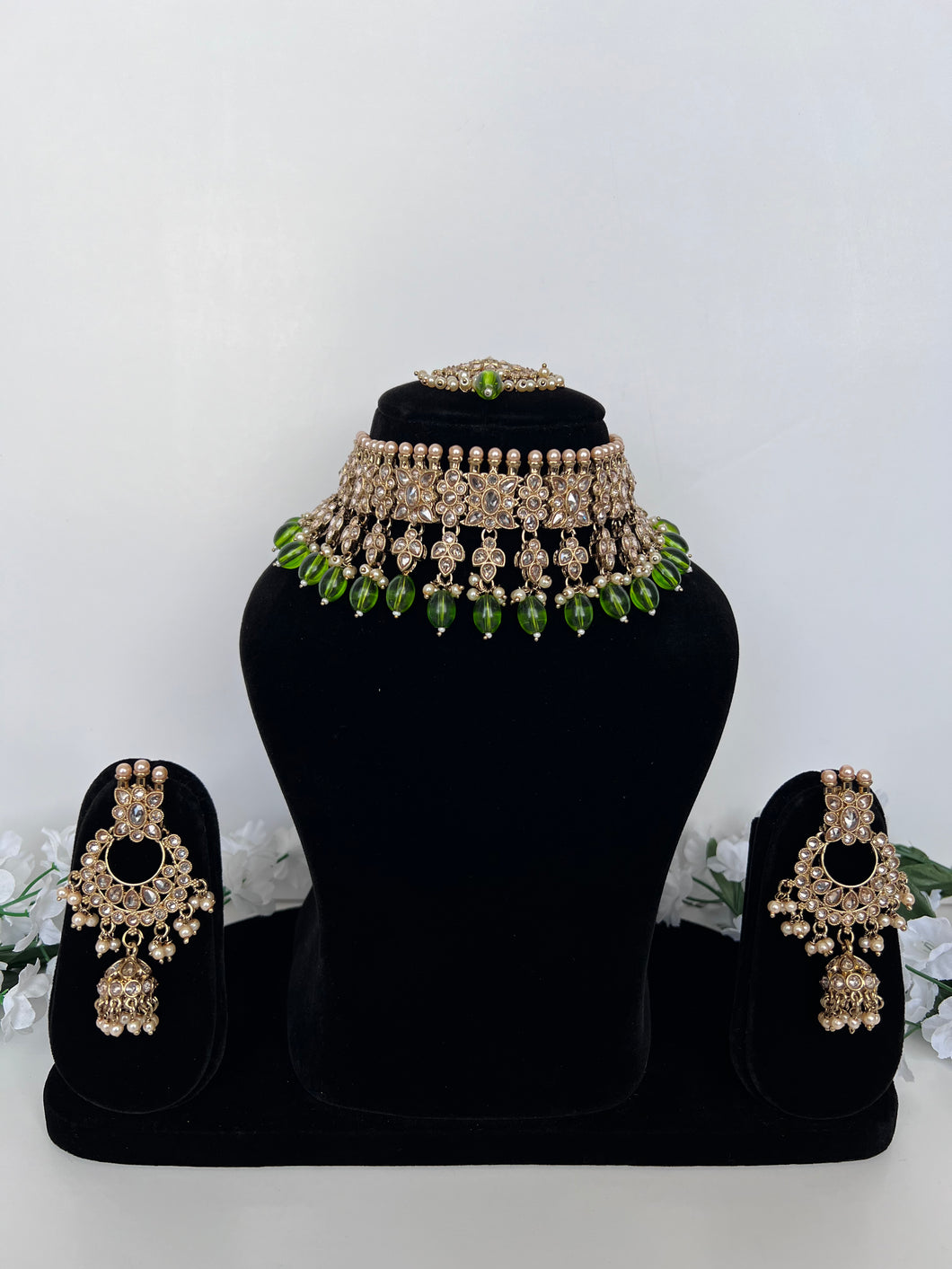 Mehndi Green Choker Set
