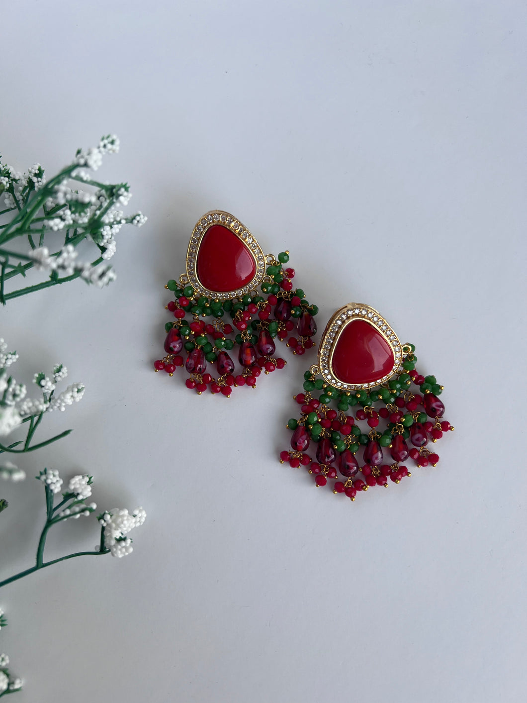 Red Meena Studs