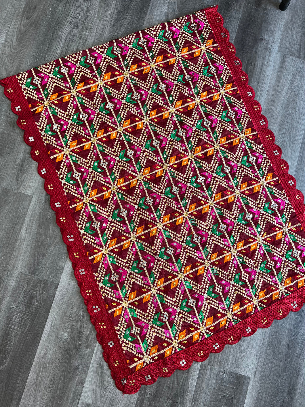 Puneet Phulkari Maroon