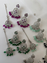 Load image into Gallery viewer, Silver Earring Tikka Set (5 Colours)
