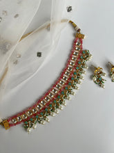 Load image into Gallery viewer, Pink and Sage Kundan Set
