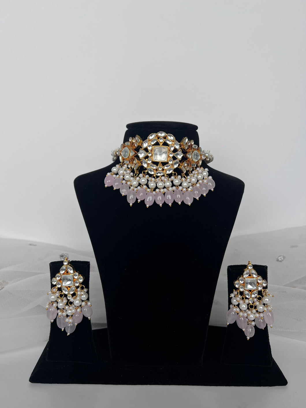 Savy Kundan Set (pink)