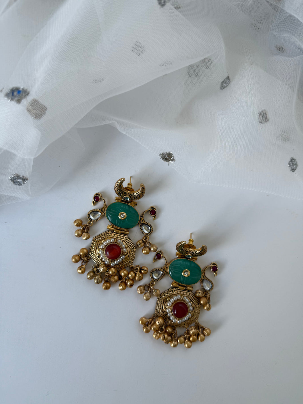 Peacock Kundan Earrings