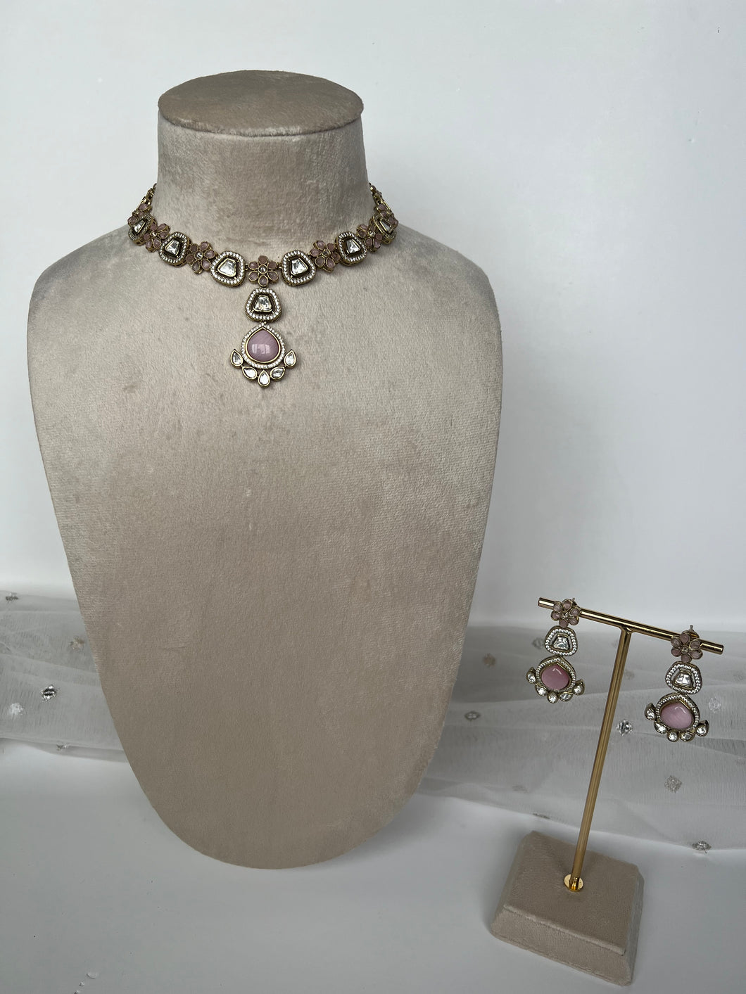 Payal Kundan Set (pink)