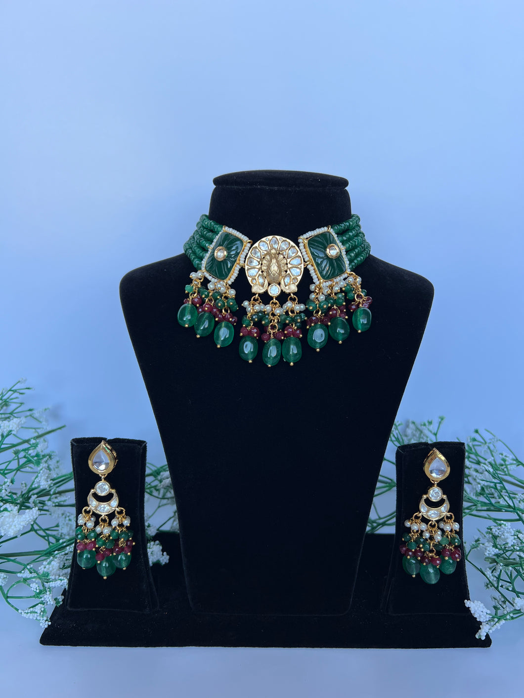 Morni Tiyani Kundan Set (green)