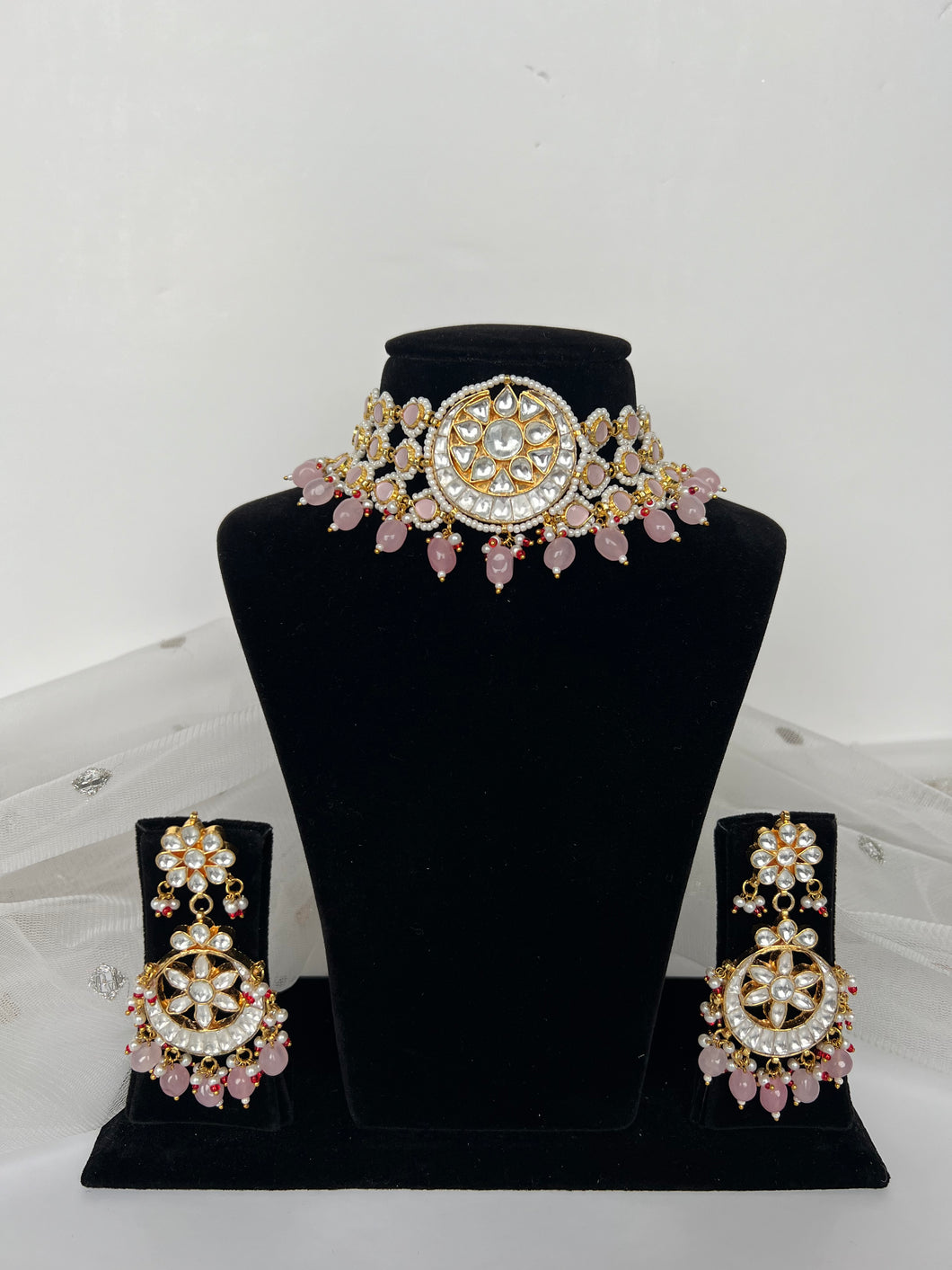 Vanita Kundan Set (pink)