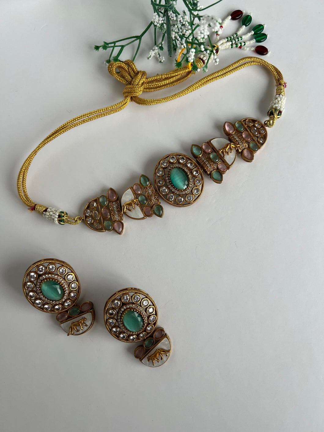 Sabyasachi Choker Blue Pink