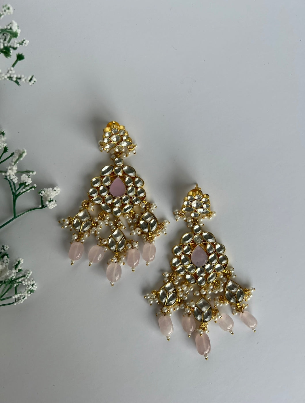 Pink Pachi Kundan Earrings